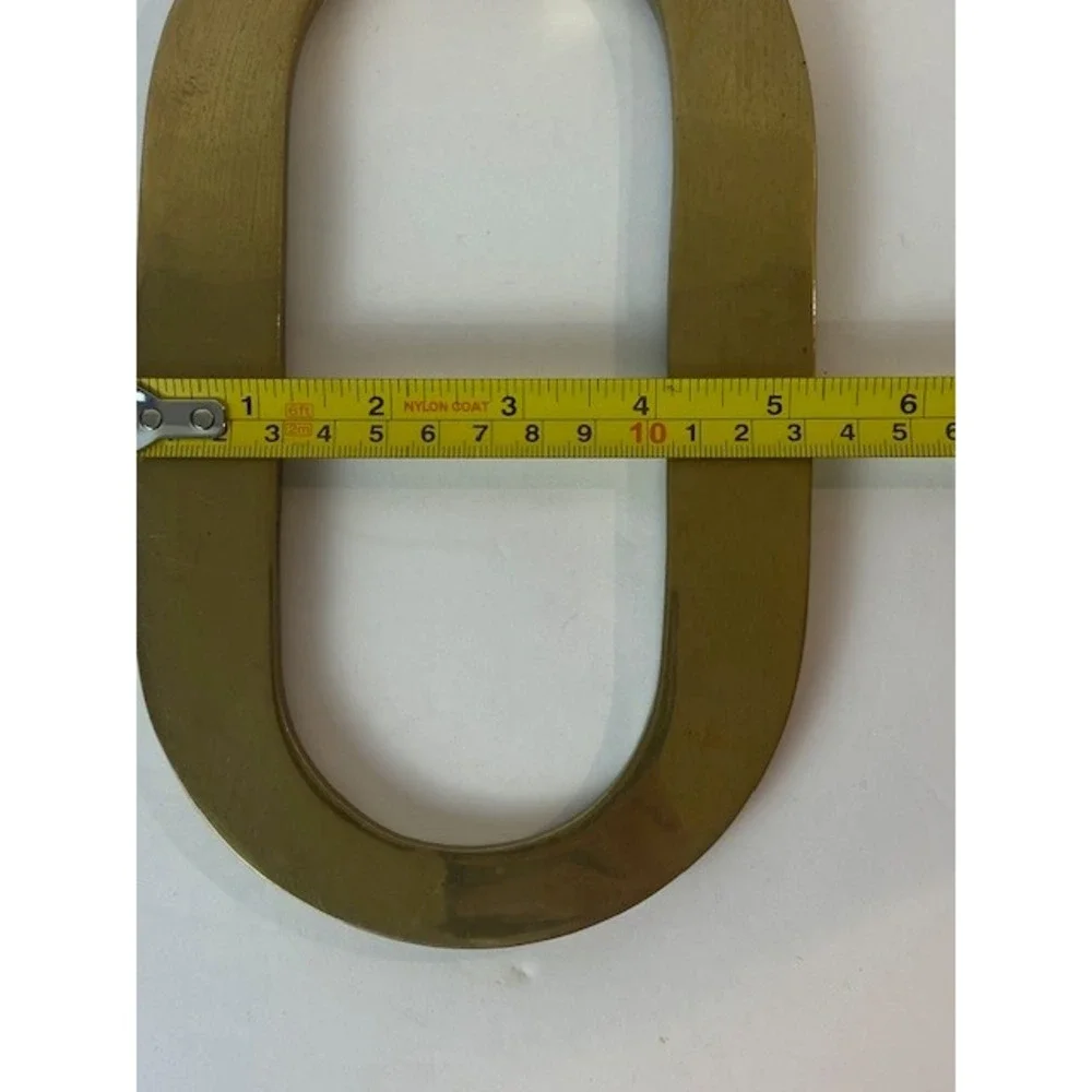 Vintage Solid Brass Letter O Number 0 Wall Hanging Plaque Gold Tone 8.5 Inch